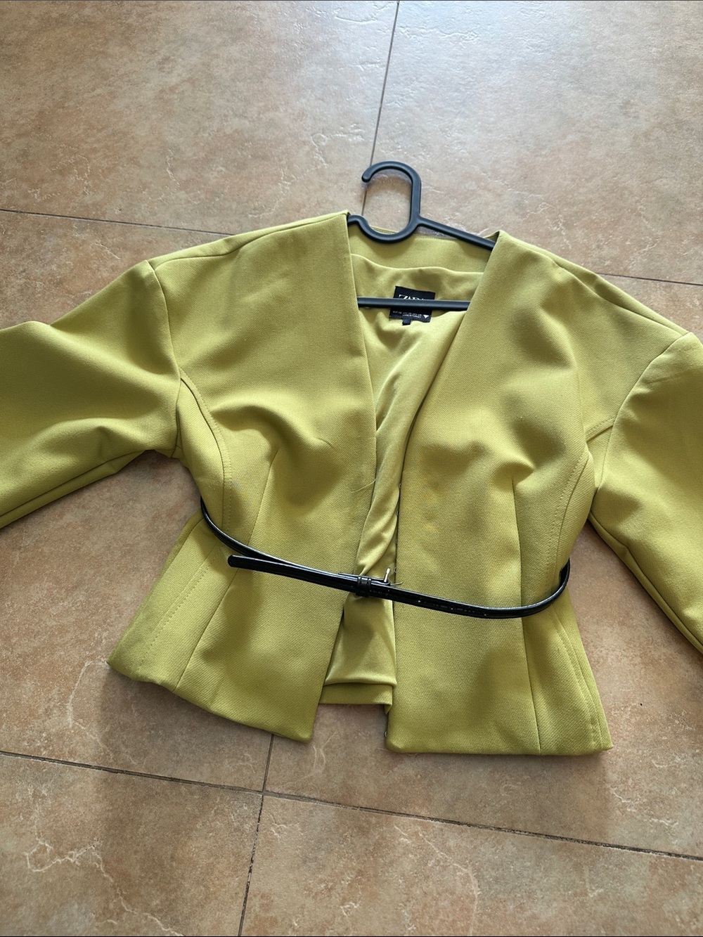 Zara Lime Green Cropped Tailored Blazer